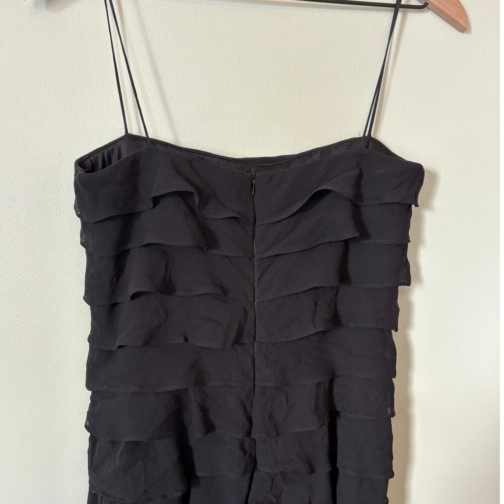 Tadashi Shoji Y2K Vintage Silk Ruffle Maxi Dress Size 10 Black Formal Cocktail - Picture 3 of 10